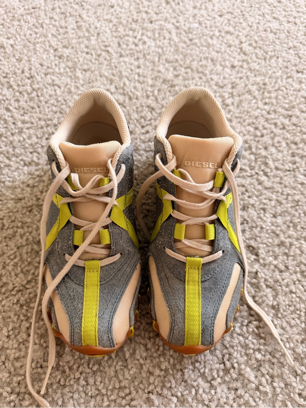 Diesel Y2K Beige, Gray & Yellow Accent Sneakers